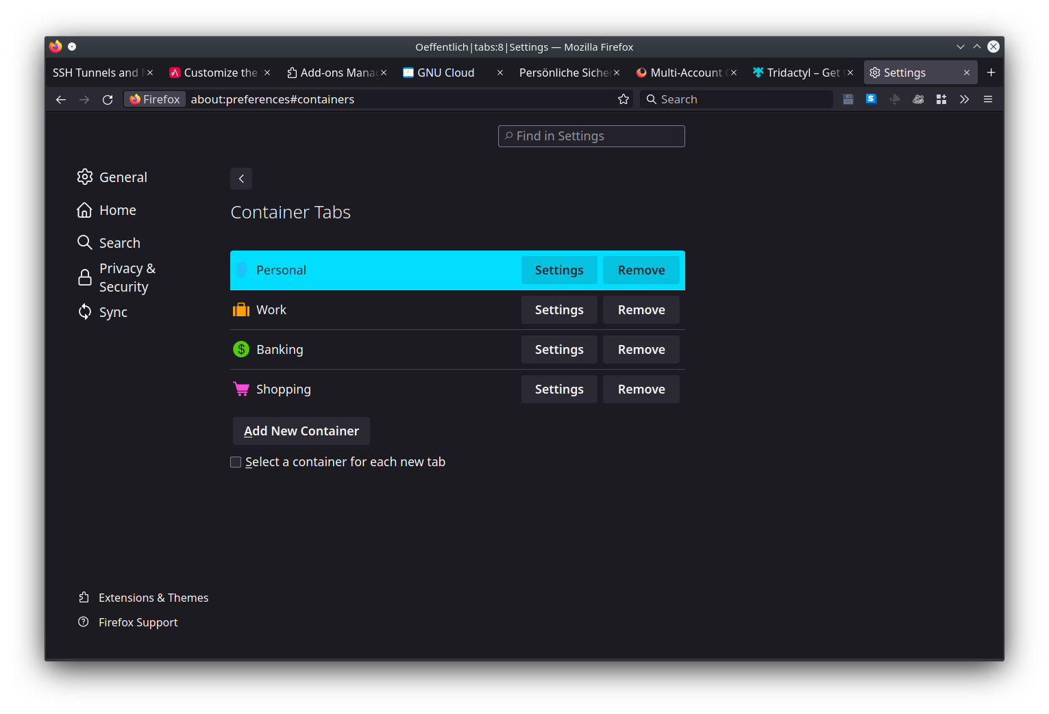 FF multi account containers.settings